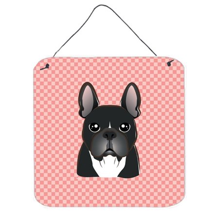 MICASA Checkerboard Pink French Bulldog Aluminum Metal Wall Or Door Hanging Prints6 x 6 In. MI250735